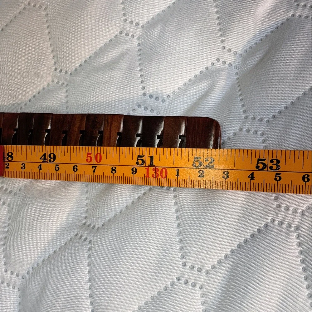 Wooden Link Belt Womens XL 52 Inch Dark Brown Good Boho Earthy Vintage